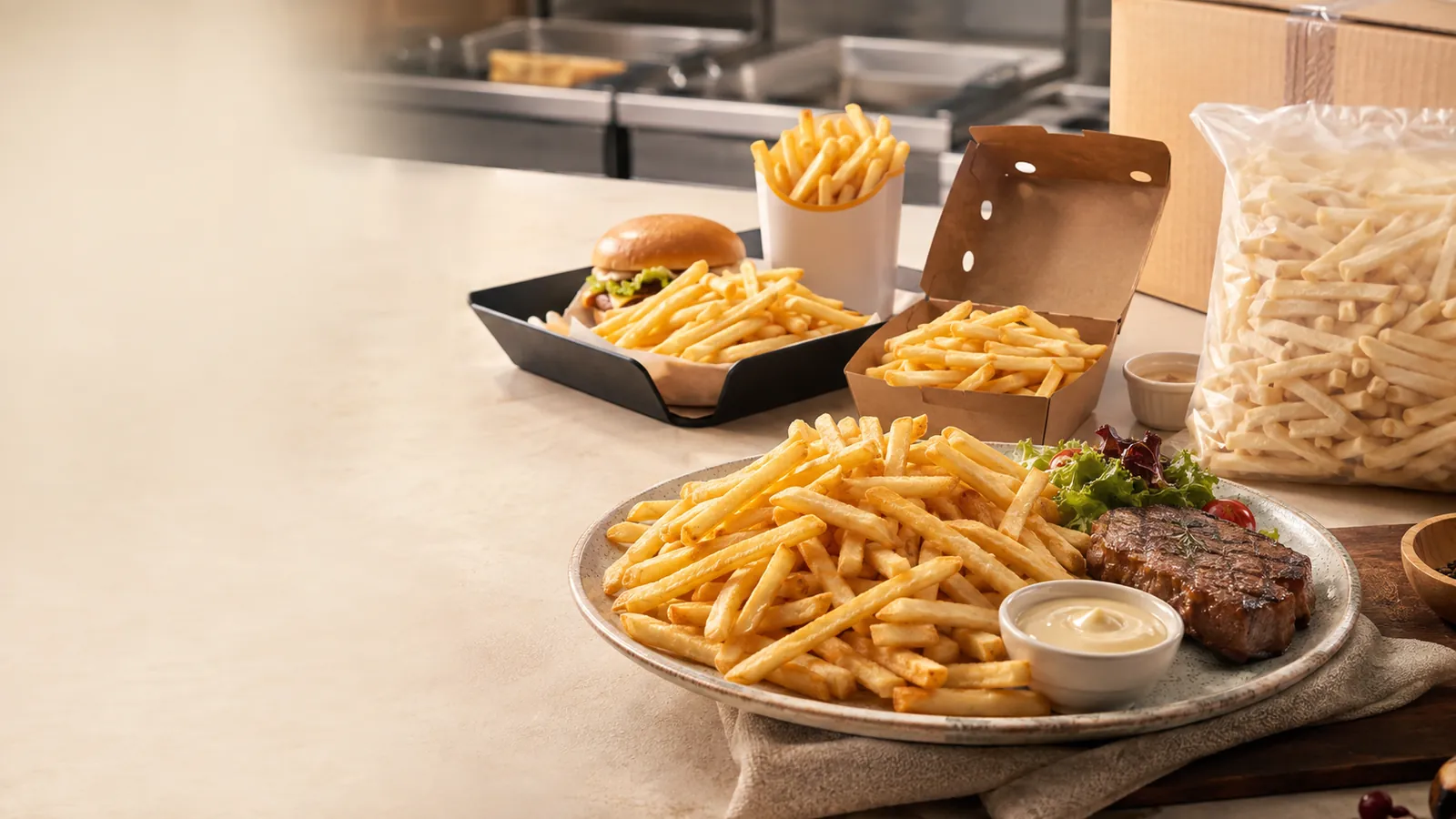 Junsheng bulk frozen French fries in foodservice packaging
