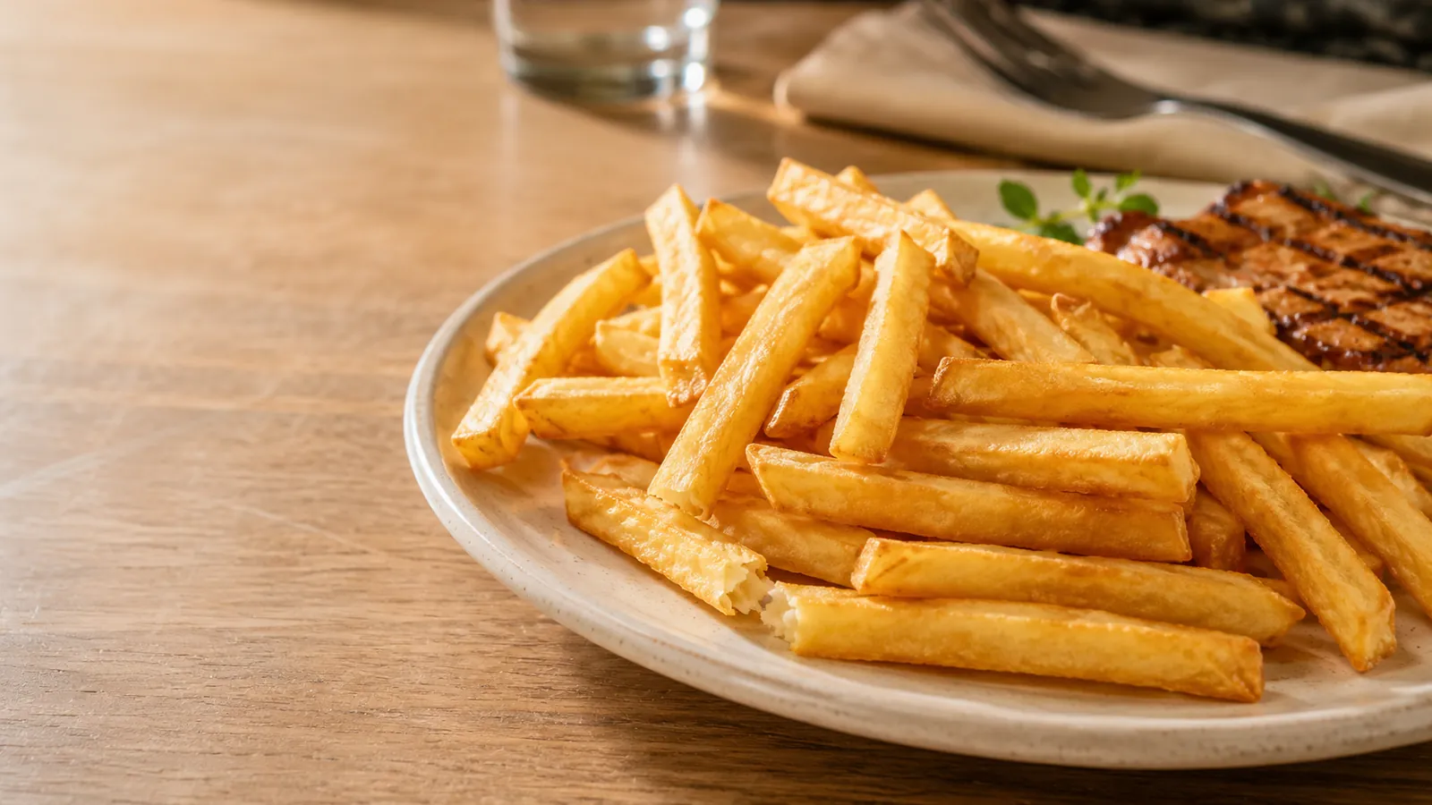Junsheng frozen French fries plated for restaurant menu presentation