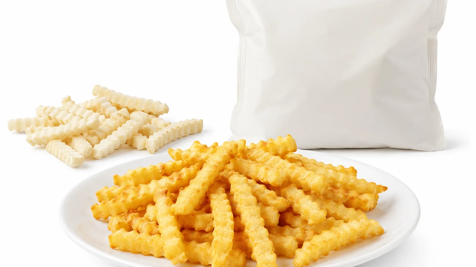 Junsheng retail frozen French fries consumer packs in a supermarket freezer